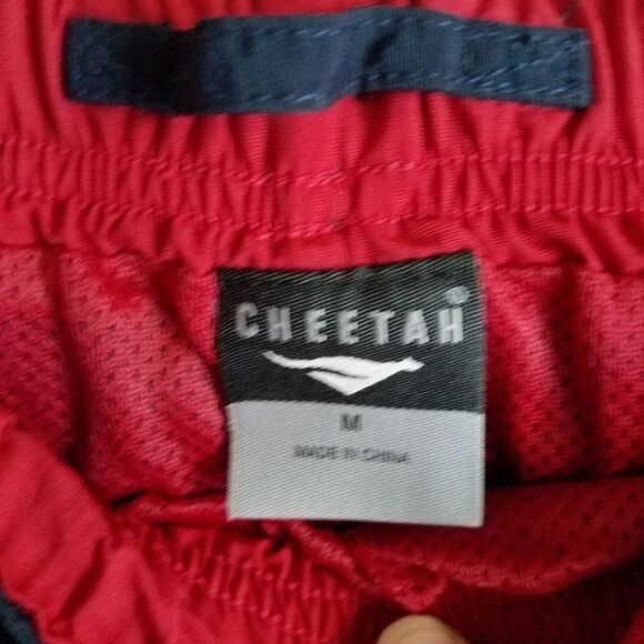 Cheetah Dark Blue Men's Swim Trunks with Red Trim Size M - Picture 3 of 6